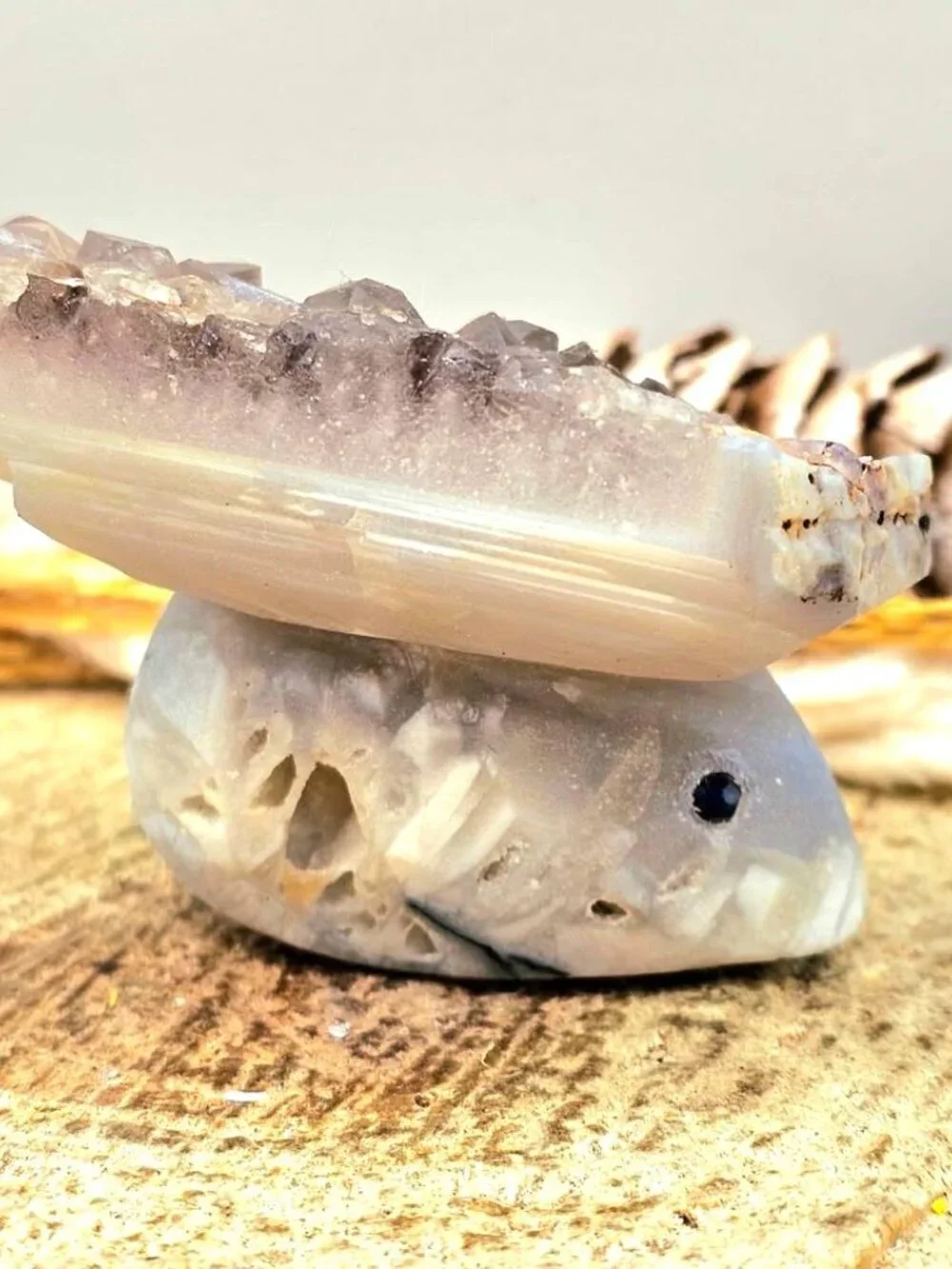 Natural Smokey Crystal Cluster Hand Carved Mouse Figurine